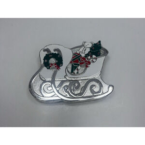 Wm. A. Rogers Vintage Christmas Sleigh Coasters Set of 6 Silverplate Felt Back